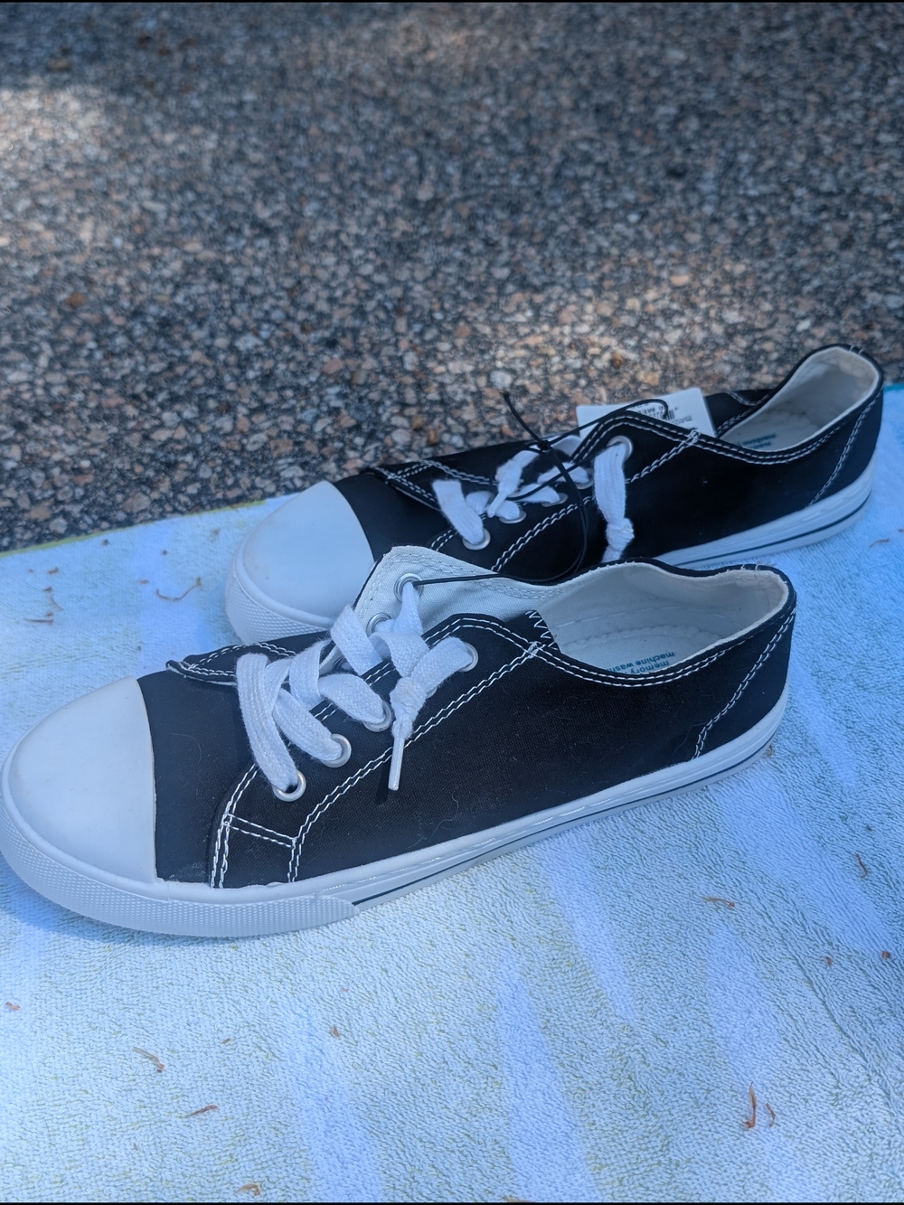 Black and White Low-Top Canvas Mens Sneakers